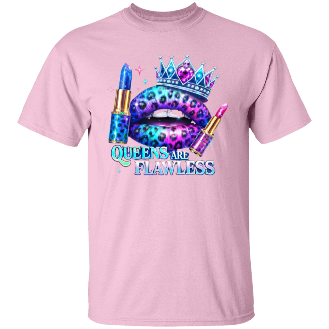 Light pink t-shirt with a colorful graphic and text