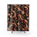 Celestial Glam Shower Curtain — Gold & Burgundy Starburst Bathroom Decor