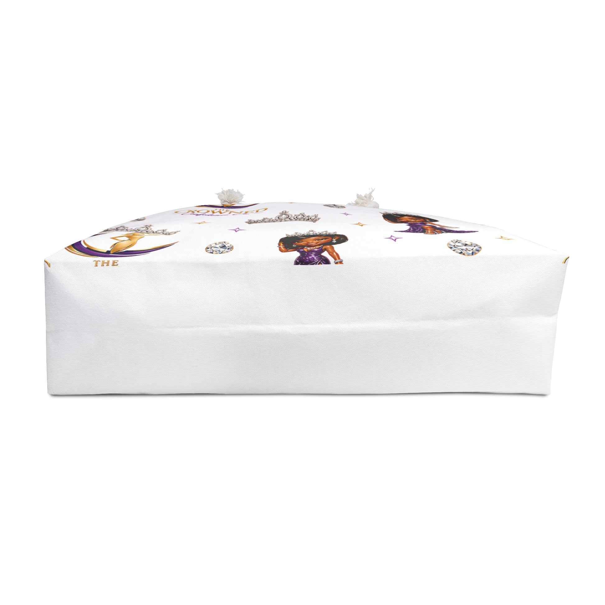 White rectangular box with cartoon character design on a white background