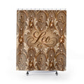 Leo Zodiac Shower Curtain — Elegant Gold Astrological Bathroom Decor