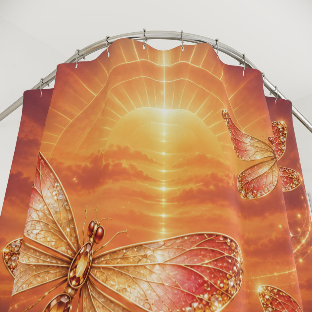 Golden Dragonfly Tranquil Sunset — Shower Curtain Bath Decor