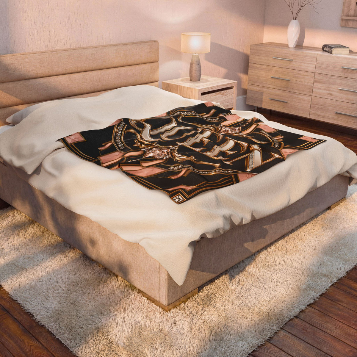 Queen Regal Noir Velveteen Plush Blanket — Luxurious Throw