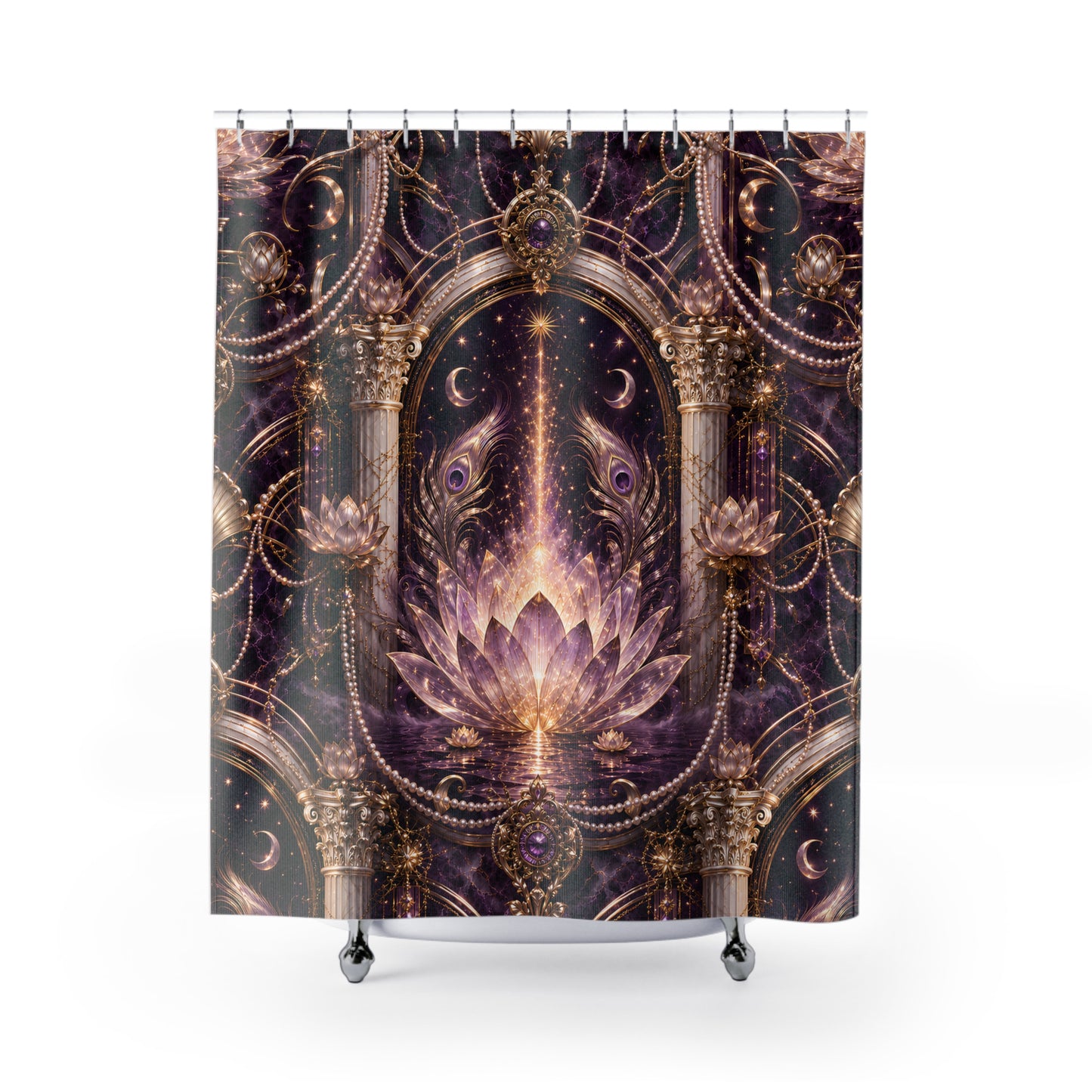 Shower Curtain — Mystic Lotus Mandala Gothic Arch Bathroom Décor