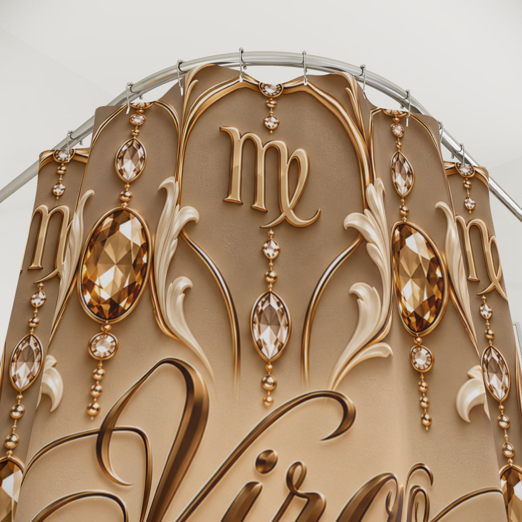 Virgo Zodiac Elegant Gold Astrology  — Shower CurtaiN  Bathroom