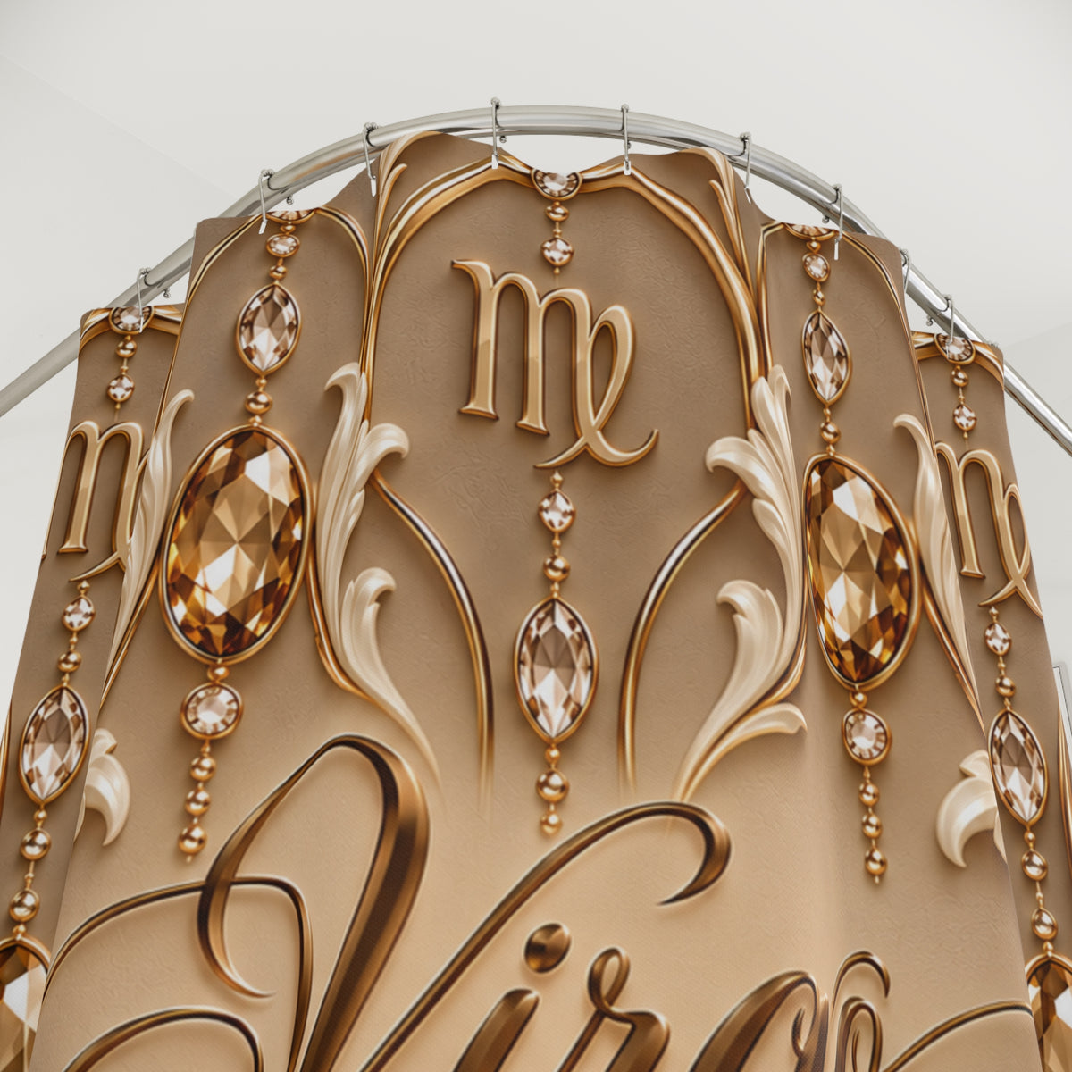 Virgo Zodiac Elegant Gold Astrology  — Shower CurtaiN  Bathroom