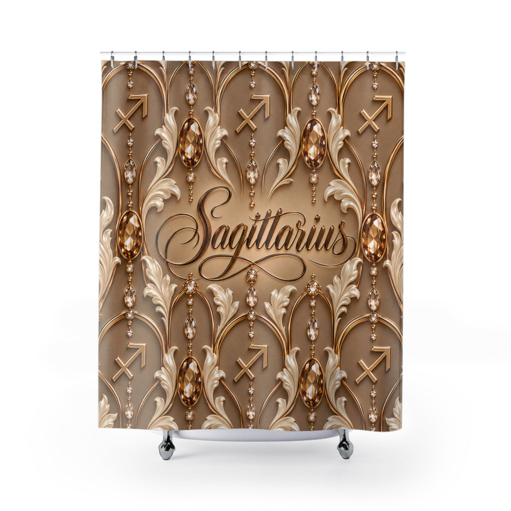 Sagittarius Zodiac Gold Astrological — Shower Curtain Bathroom Decor