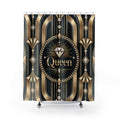 Queen Diamond Art Deco Shower Curtain — Luxury Black & Gold Bathroom Decor