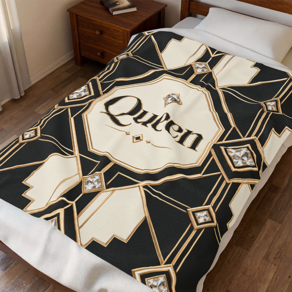 Queen Art Deco Velveteen Plush Blanket