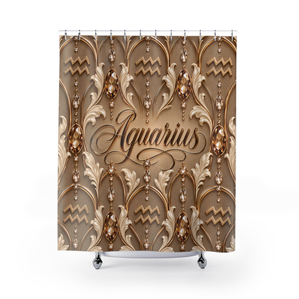 Aquarius Zodiac Elegant Gold Astrological — Shower Curtain Bathroom Decor