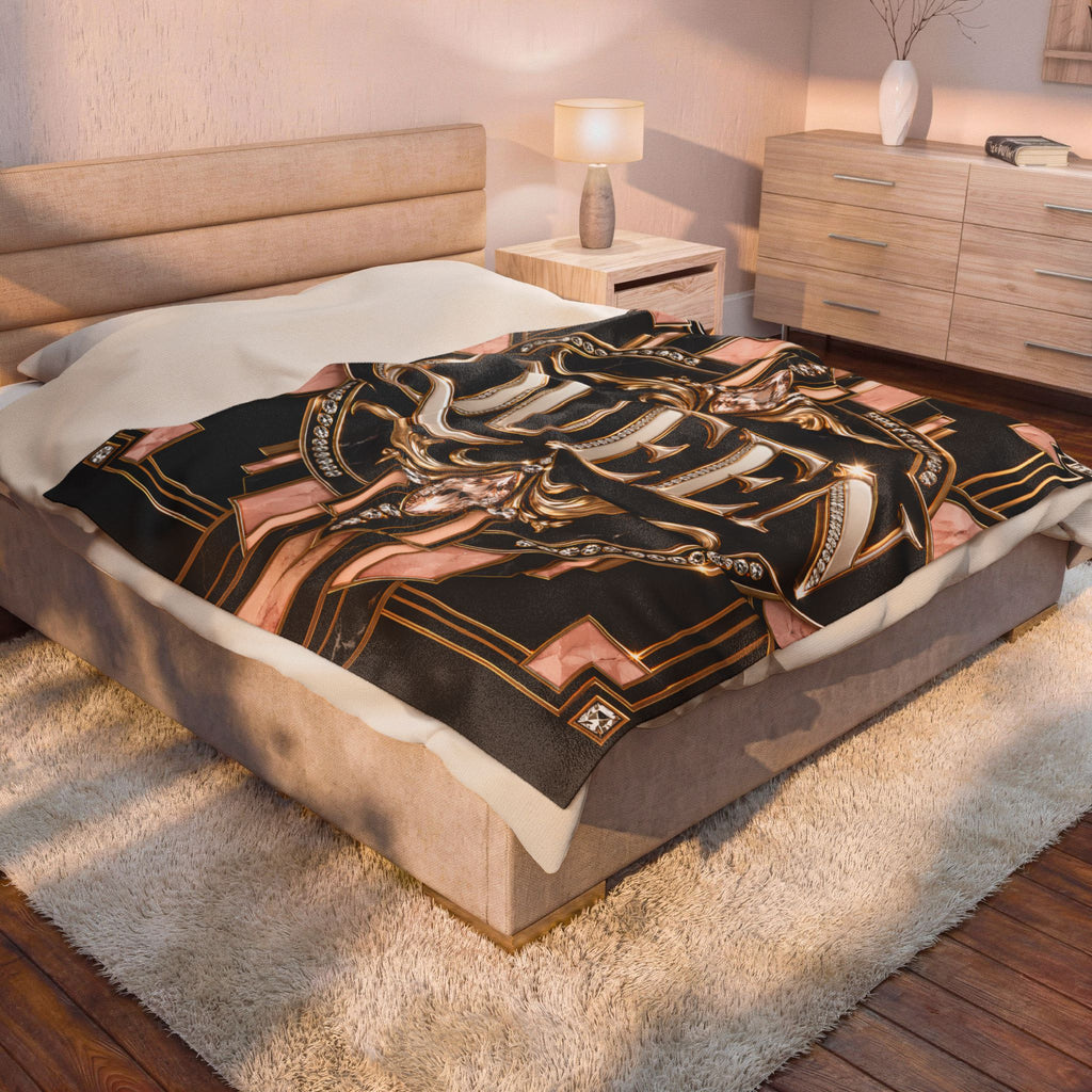 Queen Regal Noir Velveteen Plush Blanket — Luxurious Throw