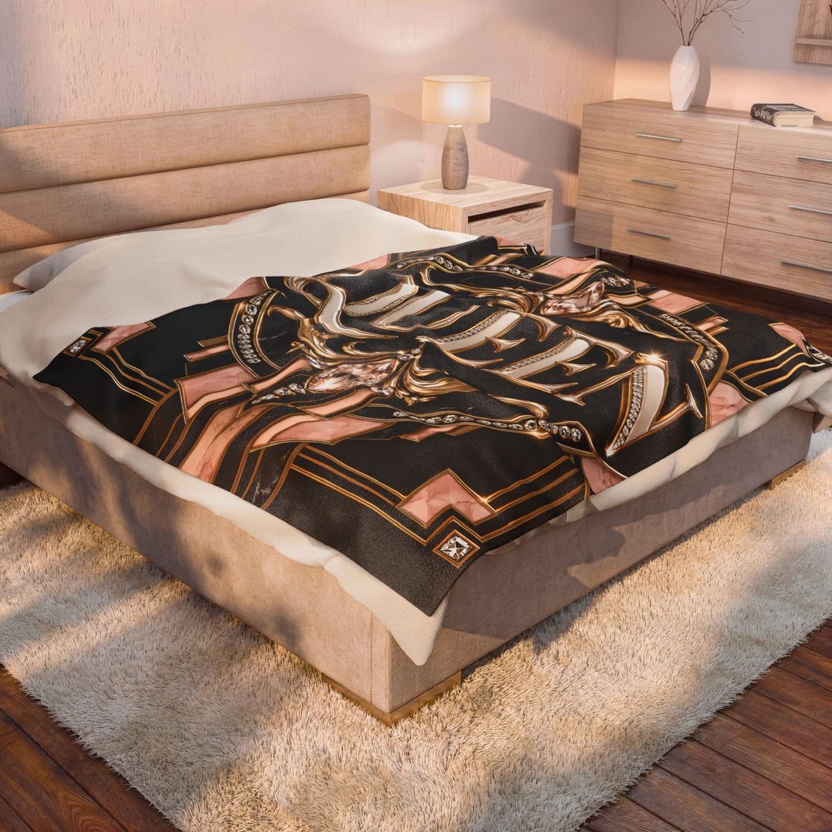 Queen Regal Noir Velveteen Plush Blanket — Luxurious Throw