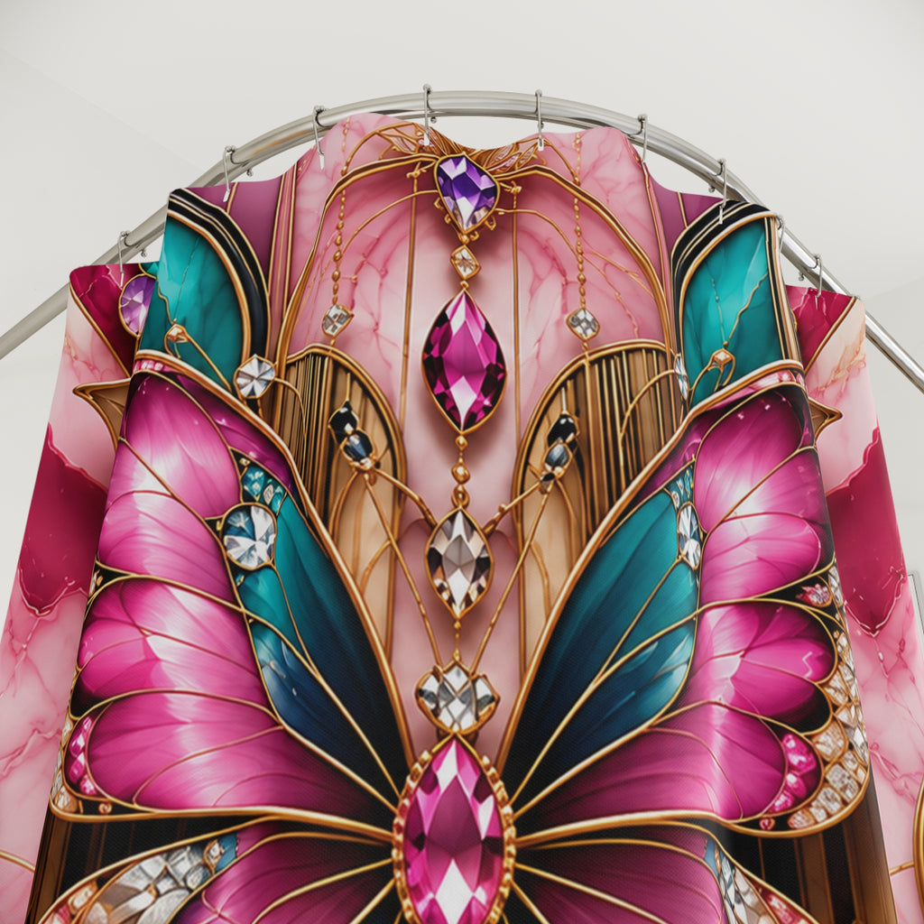 Butterfly Jewel – Pink & Teal Shower Curtain