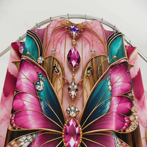 Butterfly Jewel – Pink & Teal Shower Curtain