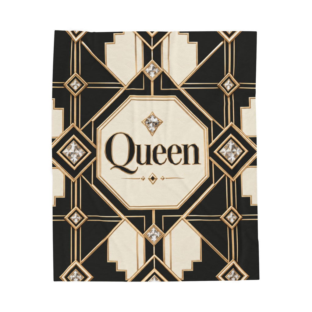 Queen Art Deco Velveteen Plush Blanket