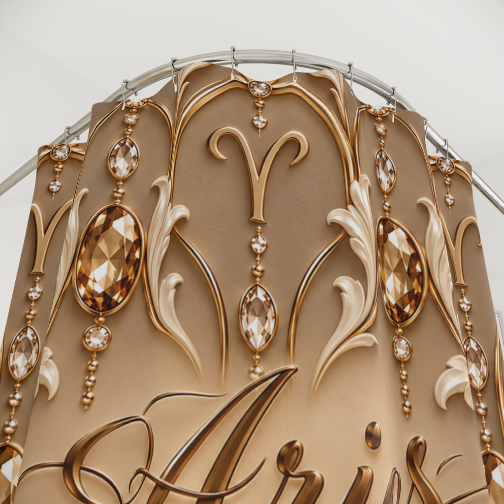 Aries Zodiac Elegant Gold Astrological-Shower Curtain
