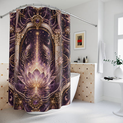 Shower Curtain — Mystic Lotus Mandala Gothic Arch Bathroom Décor