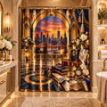 New York City Skyline Luxury Shower Curtain – Golden Manhattan