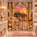 Luxury Pink NYC Sunset Shower Curtain | Art Deco Glam Bathroom Decor