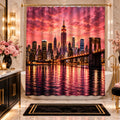 Rose Gold Manhattan Skyline Shower Curtain – Pink NYC Sunset, Brooklyn Bridge & Luxury New York City Bathroom Décor