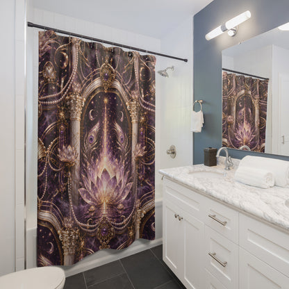 Shower Curtain — Mystic Lotus Mandala Gothic Arch Bathroom Décor