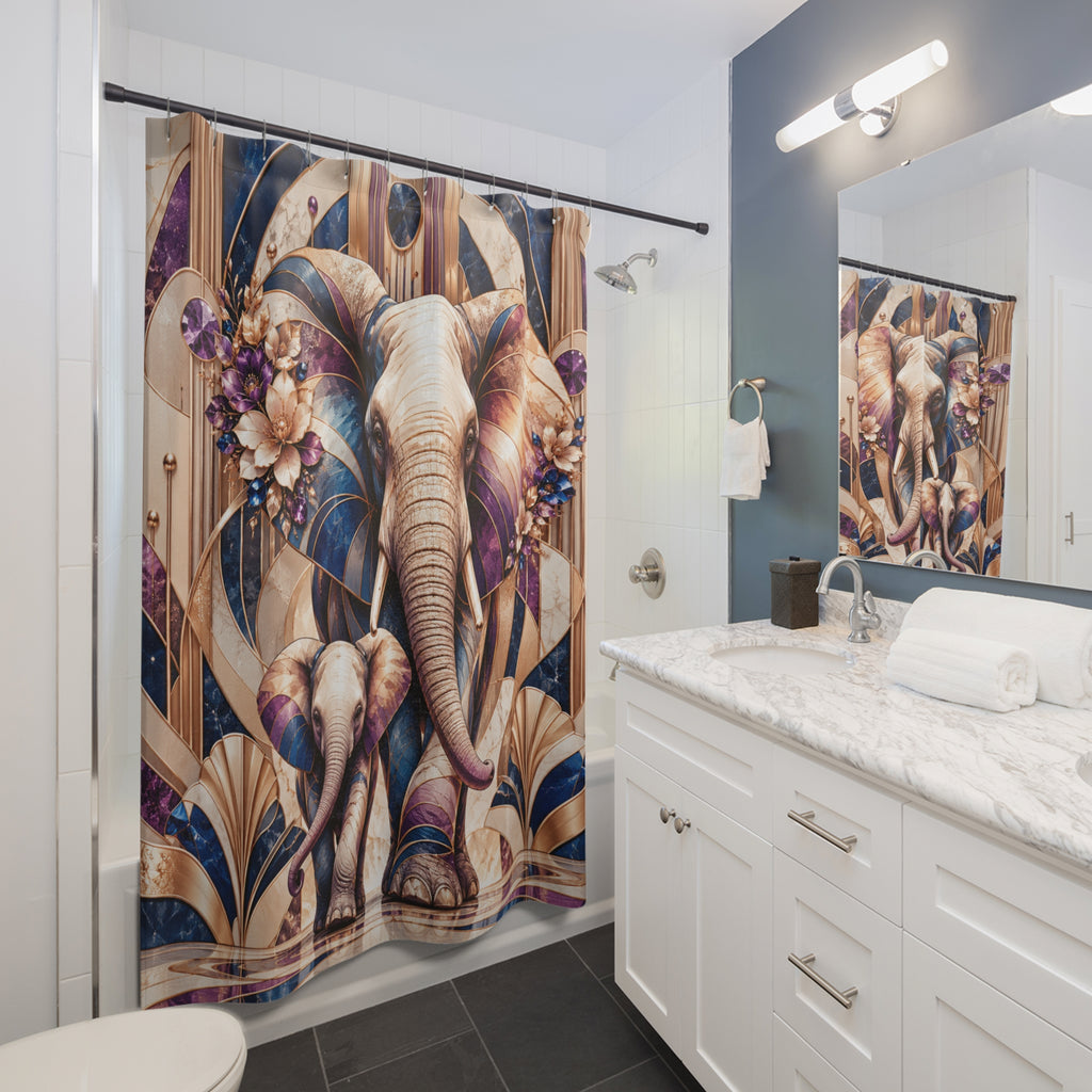 Elephant Majestic Mother & Calf Shower Curtain — Shower Curtain