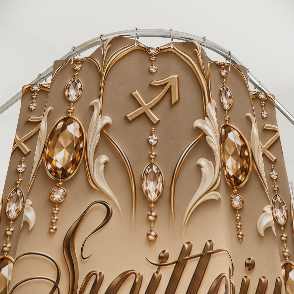 Sagittarius Zodiac Gold Astrological — Shower Curtain Bathroom Decor