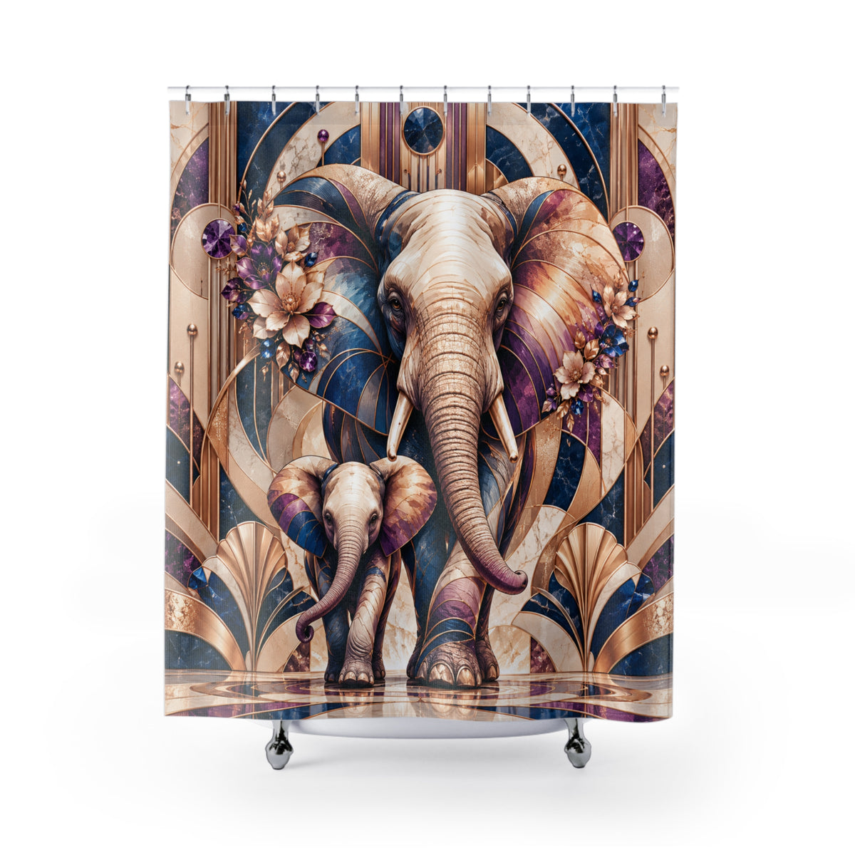 Elephant Majestic Mother & Calf Shower Curtain — Shower Curtain