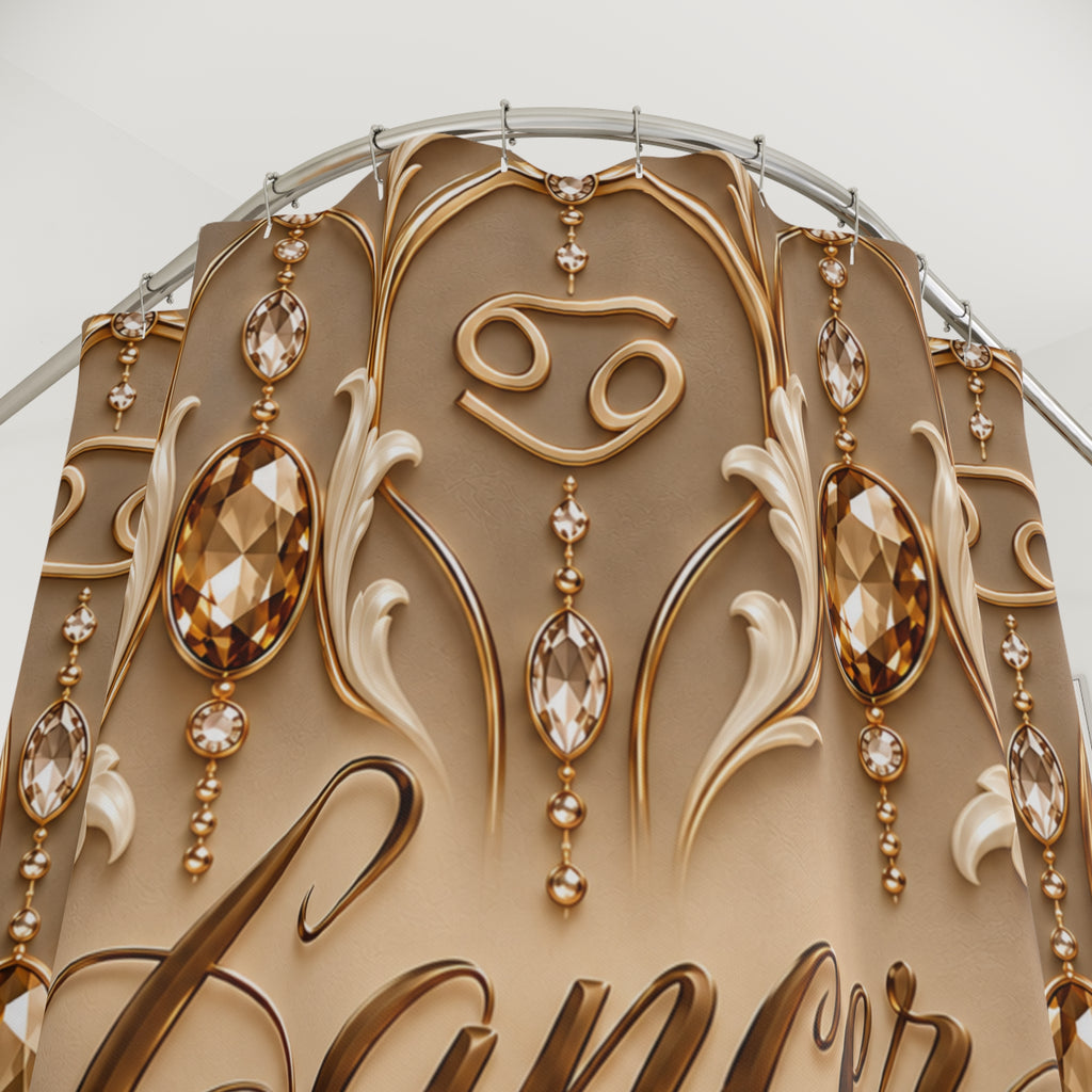 Cancer Zodiac  Elegant Gold Astrological — Shower Curtain Bathroom