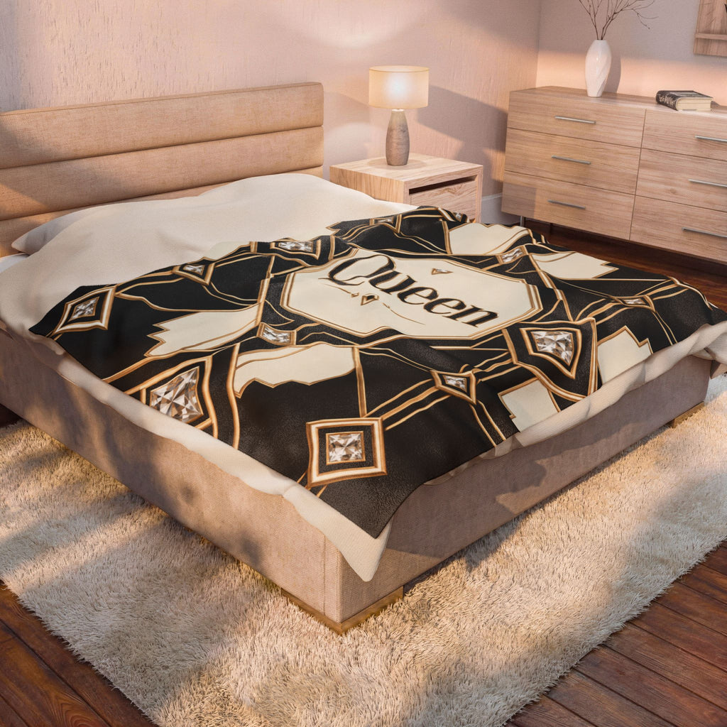 Queen Art Deco Velveteen Plush Blanket
