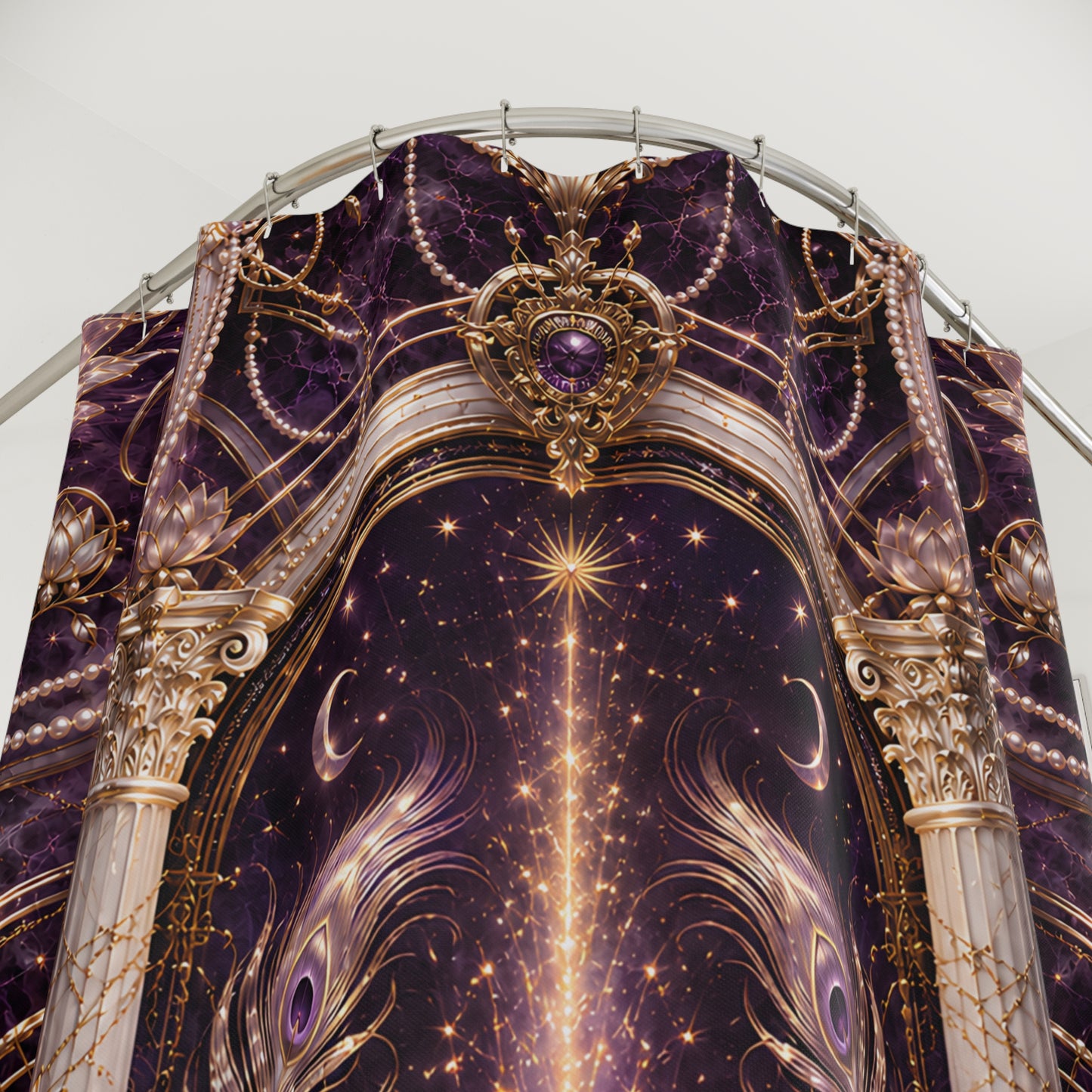 Shower Curtain — Mystic Lotus Mandala Gothic Arch Bathroom Décor