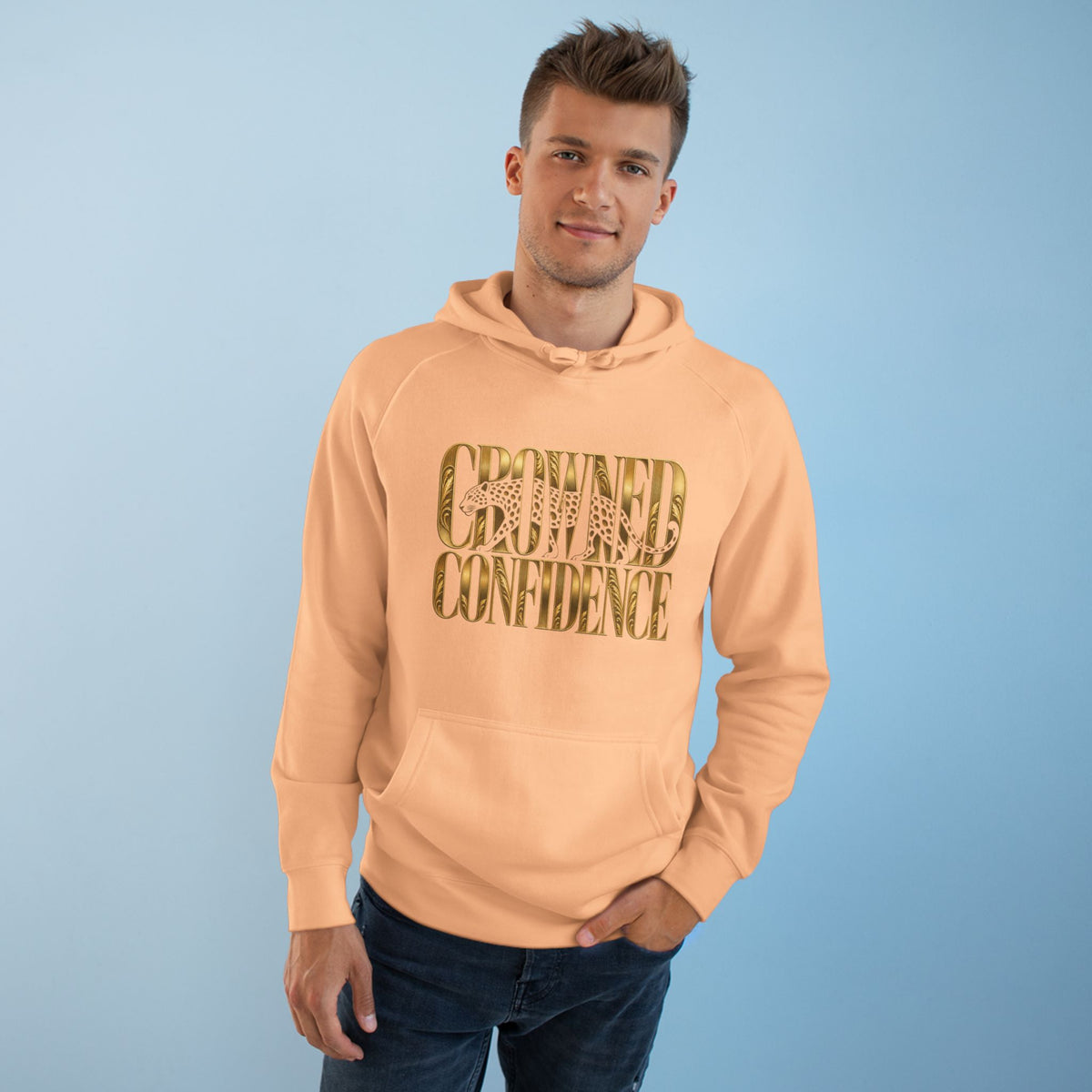 Crowned Confidence Hoodie — Gold Script Empowerment Sweatshirt
