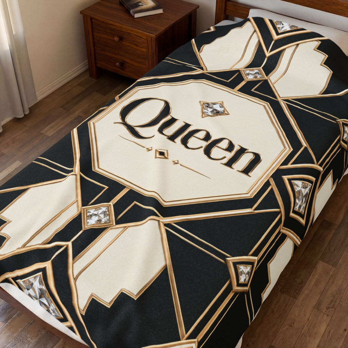 Queen Art Deco Velveteen Plush Blanket
