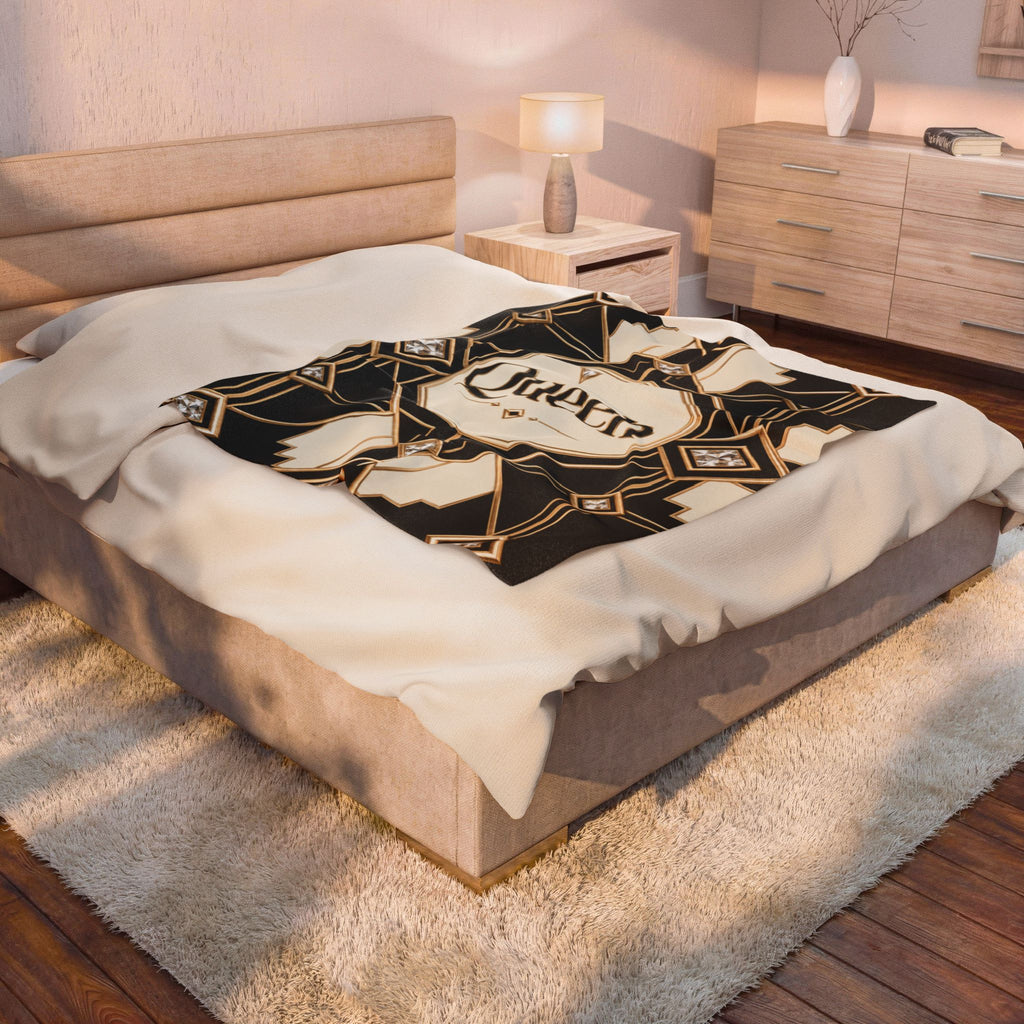 Queen Art Deco Velveteen Plush Blanket