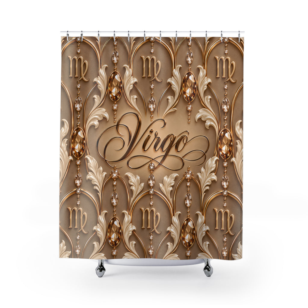 Virgo Zodiac Elegant Gold Astrology  — Shower CurtaiN  Bathroom