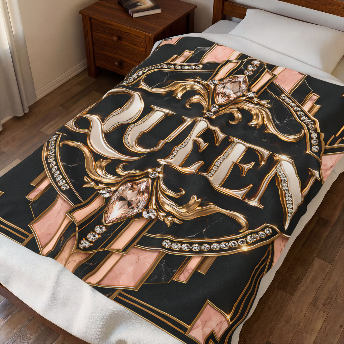 Queen Regal Noir Velveteen Plush Blanket — Luxurious Throw