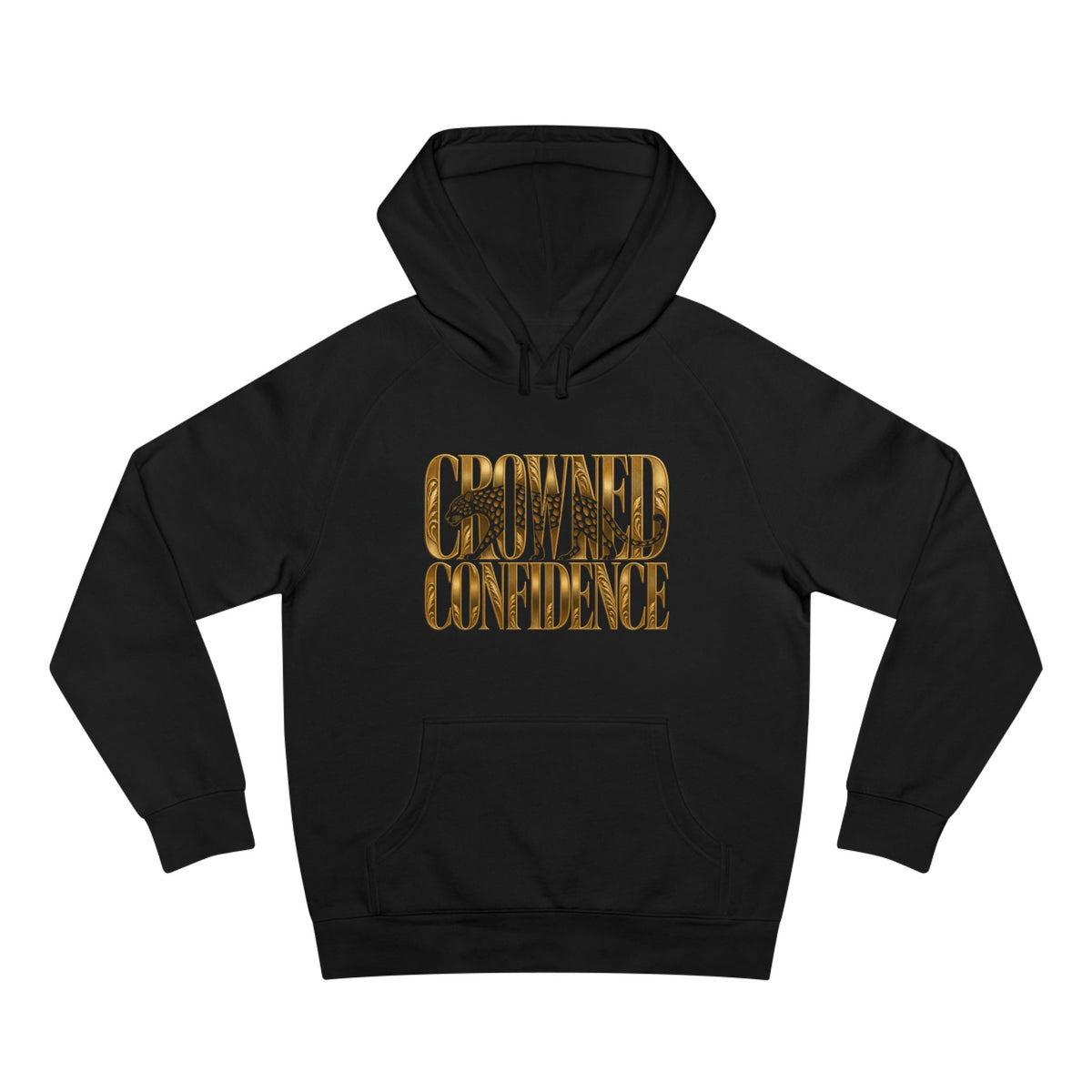 Crowned Confidence Hoodie — Gold Script Empowerment Sweatshirt