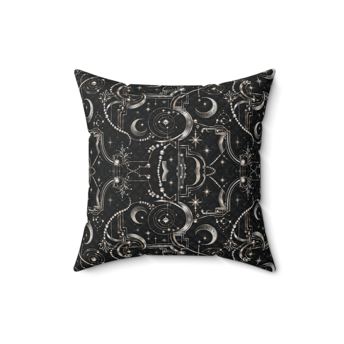 Celestial Art Deco Throw Pillow – Black Moon & Stars Luxury Decorative Accent Pillow