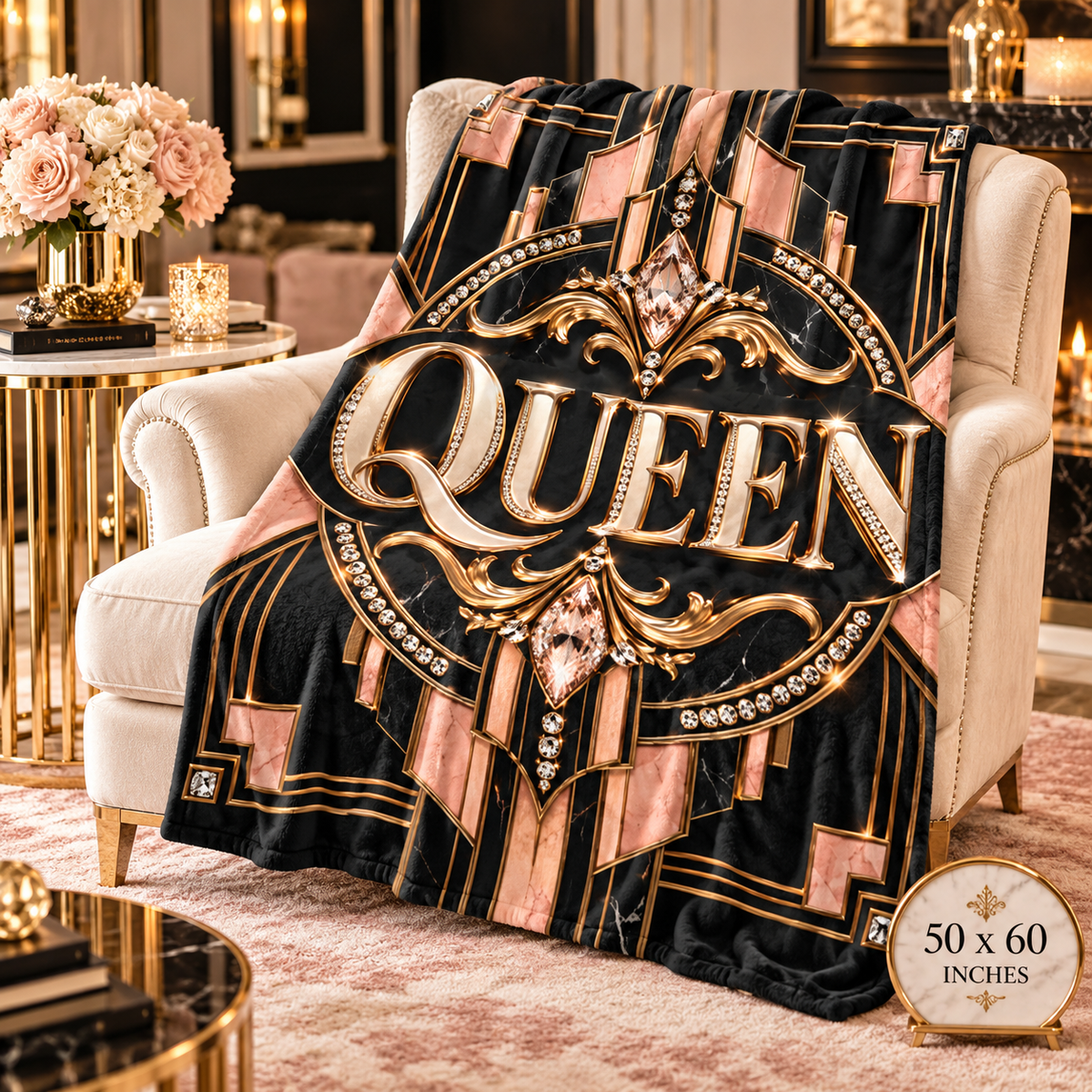 Queen Regal Noir Velveteen Plush Blanket — Luxurious Throw