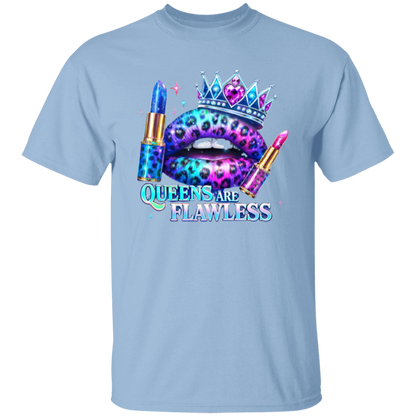 light blue t-shirt with a colorful graphic and text.