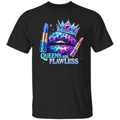 Black t-shirt with a colorful graphic and text.