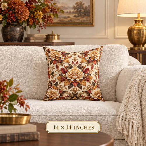 Autumn Chrysanthemum  Floral — Vintage Decorative Pillow