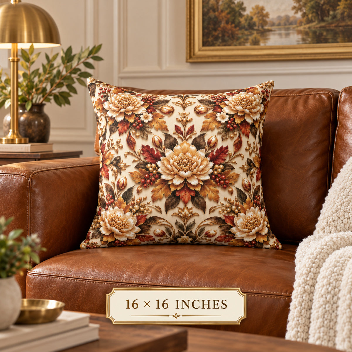 Autumn Chrysanthemum  Floral — Vintage Decorative Pillow