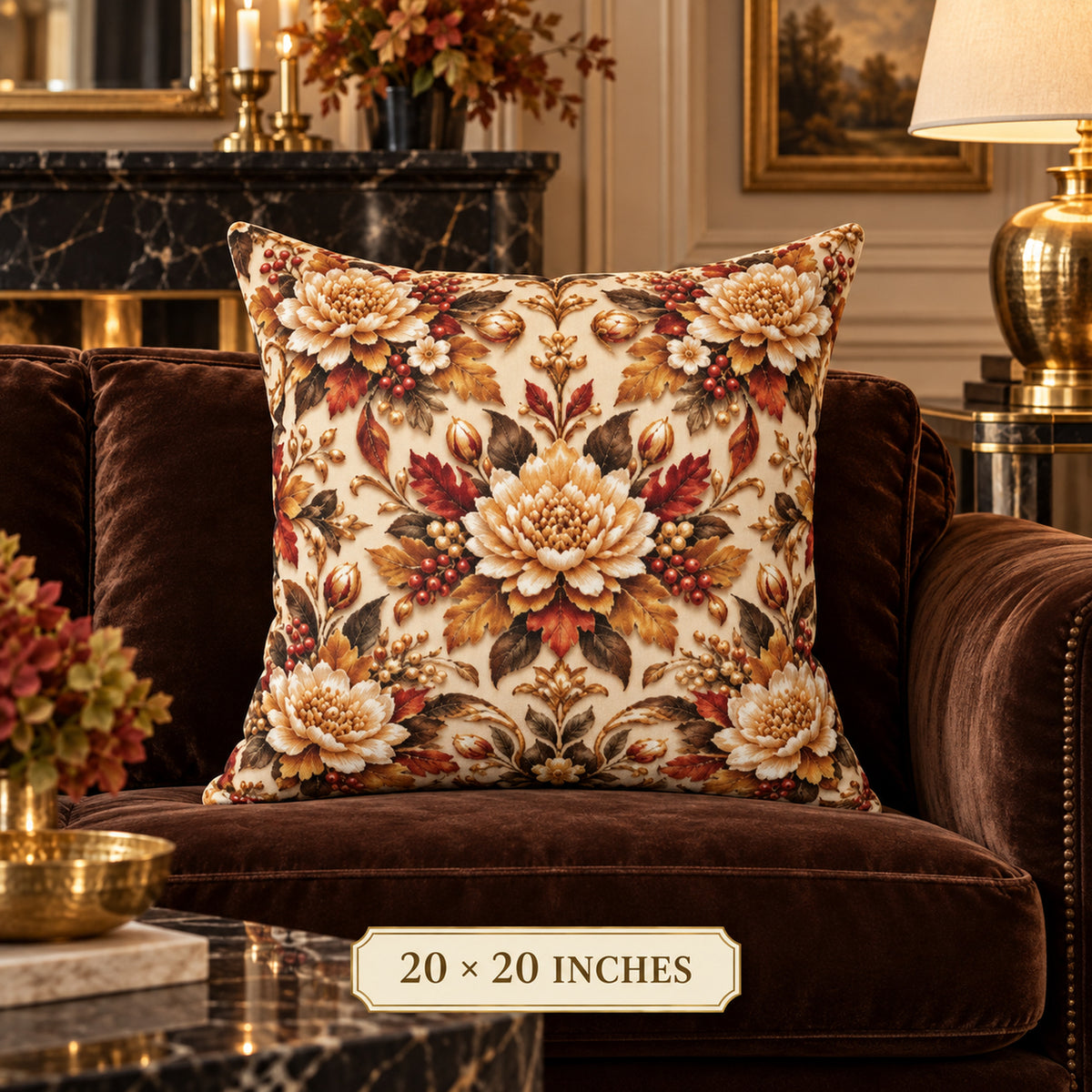 Autumn Chrysanthemum  Floral — Vintage Decorative Pillow