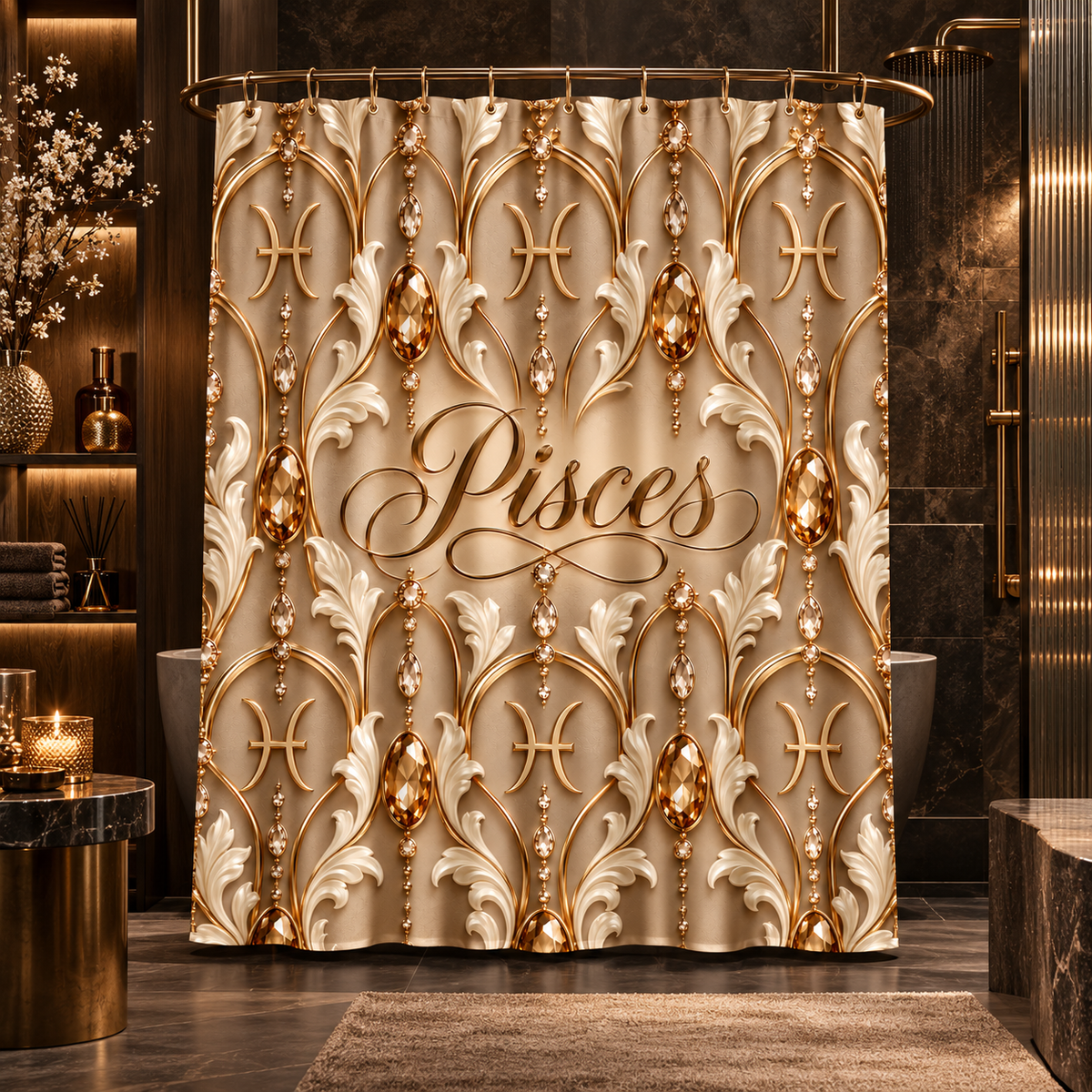 Pisces Zodiac Elegant Astrological — Shower Curtain Bathroom Decor