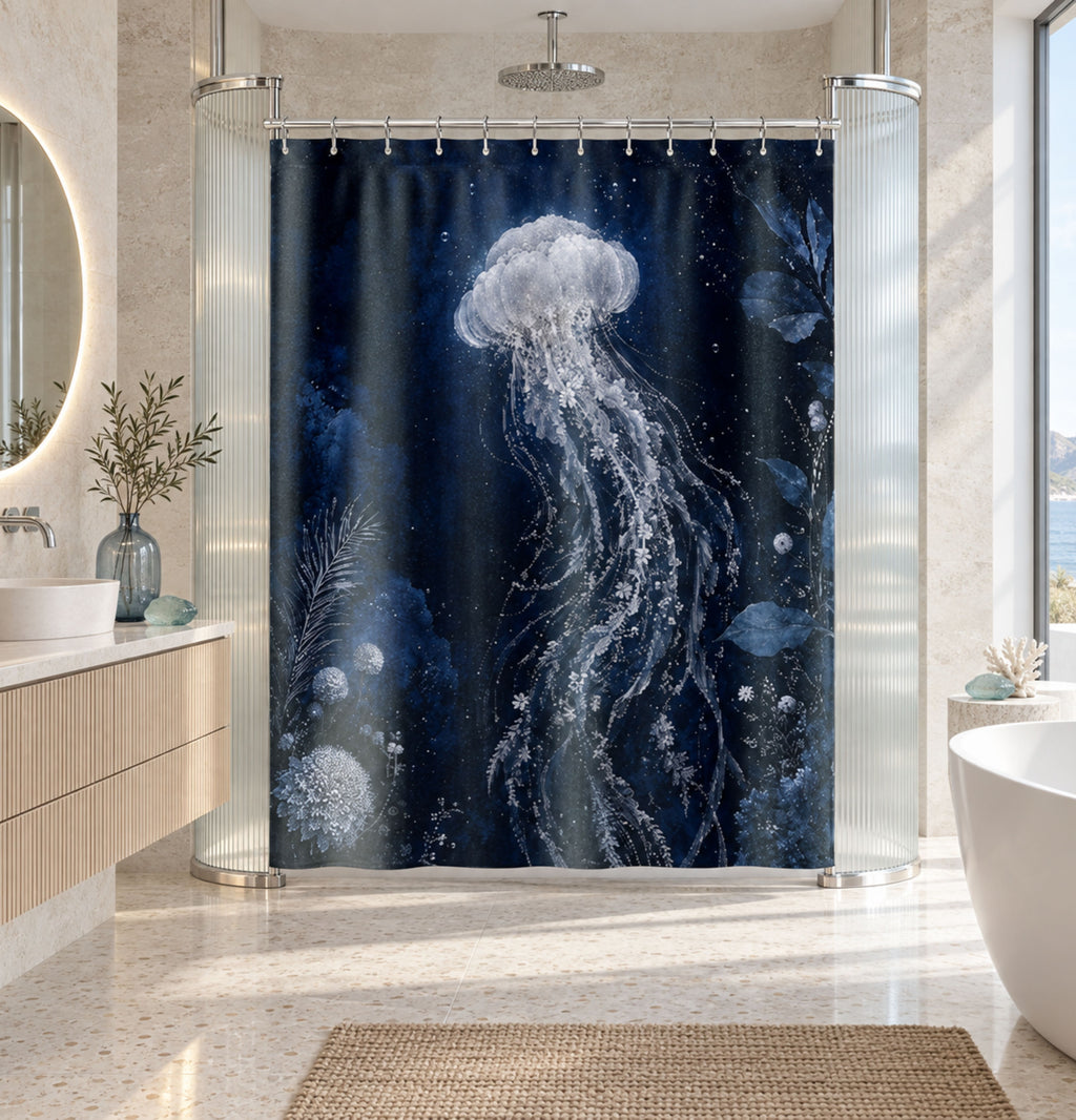 Jellyfish Ethereal Deep Sea Bathroom Decor— Shower Curtain