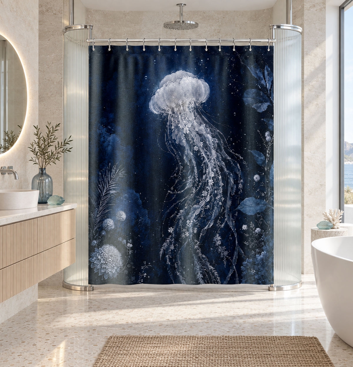 Jellyfish Ethereal Deep Sea Bathroom Decor— Shower Curtain