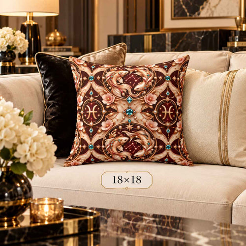Art Nouveau Zodiac Aquarius Decorative Pillow