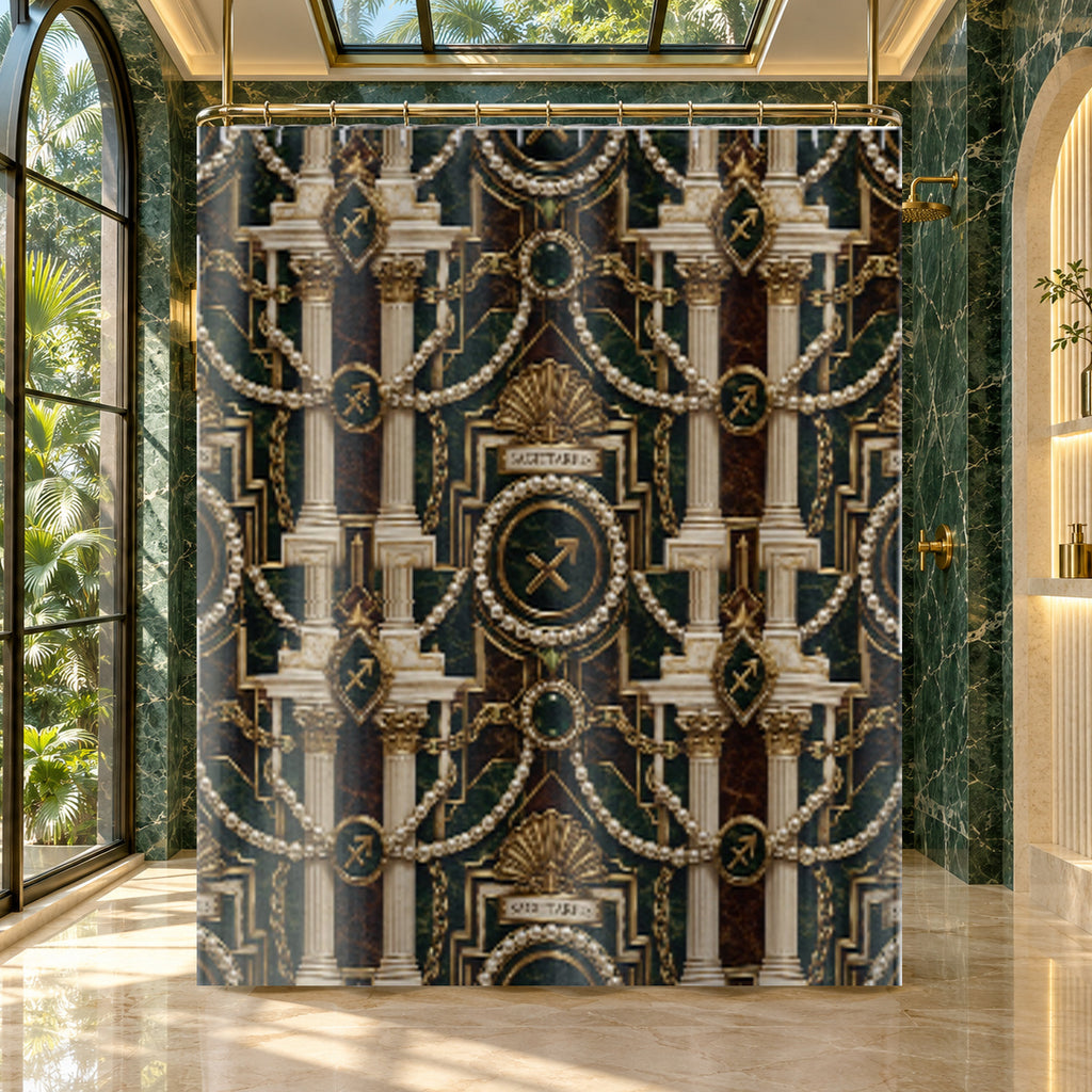 Sagittarius Zodiac Luxury — Astrological Shower Curtain