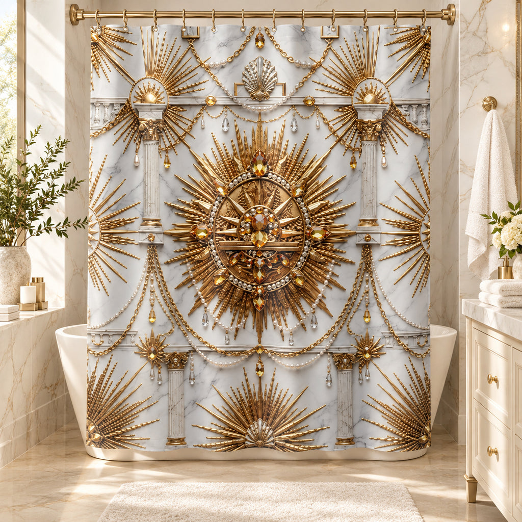 Ornate Gold Sunburst Shower Curtain